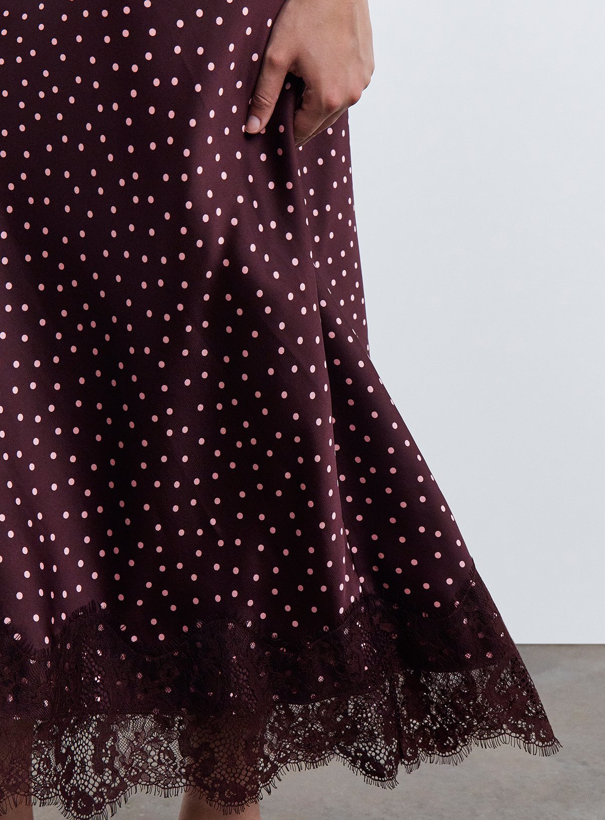 SIMPLY BE Burgundy Spot Midaxi Skirt 26 - Image 4 thumbnail